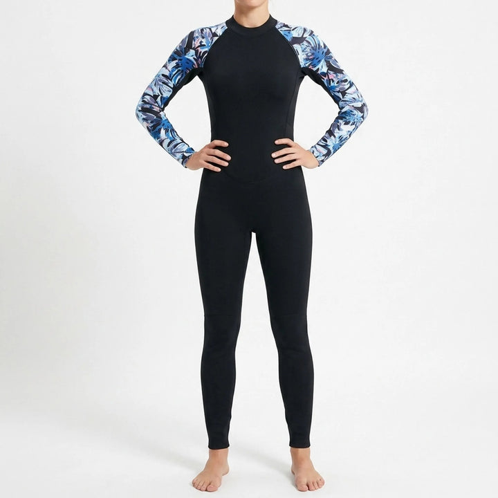 Long sleeve women's thermal wetsuit for swimming & snorkeling. Full-body coverage for cold water sports & protection.
