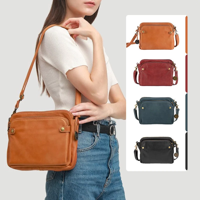 Chic women's three-layer crossbody shoulder clutch bag, made from durable PU leather for modern style.