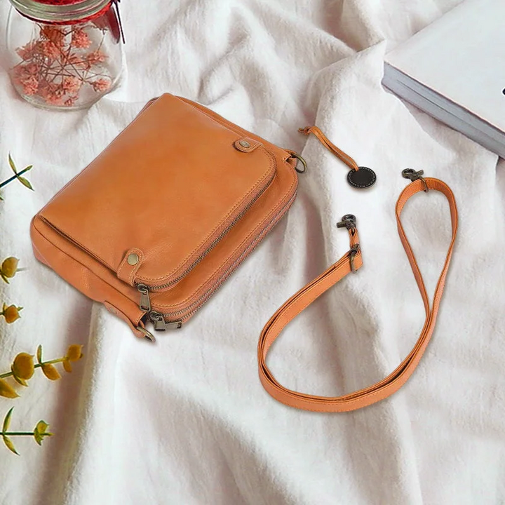 Practical women's three-layer crossbody clutch bag in PU leather. Secure & stylish for travel or everyday.