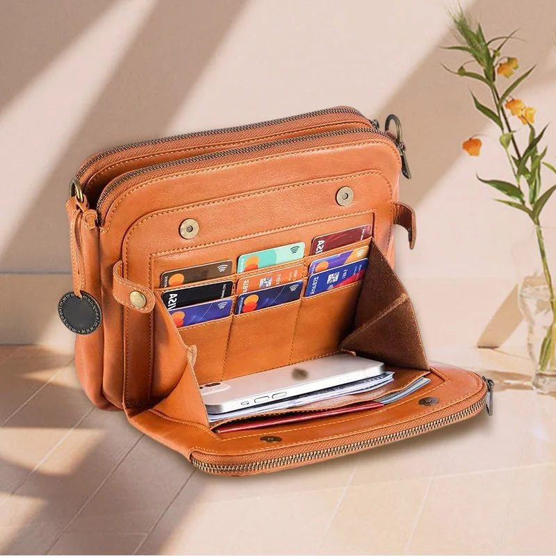 Women's elegant PU leather shoulder bag, multi-compartment crossbody & clutch for versatile styling.