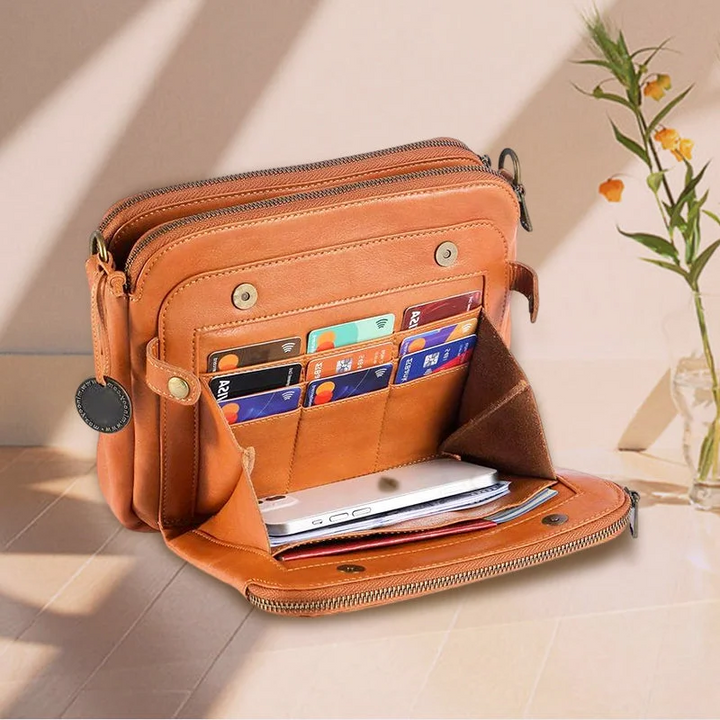 Women's elegant PU leather shoulder bag, multi-compartment crossbody & clutch for versatile styling.
