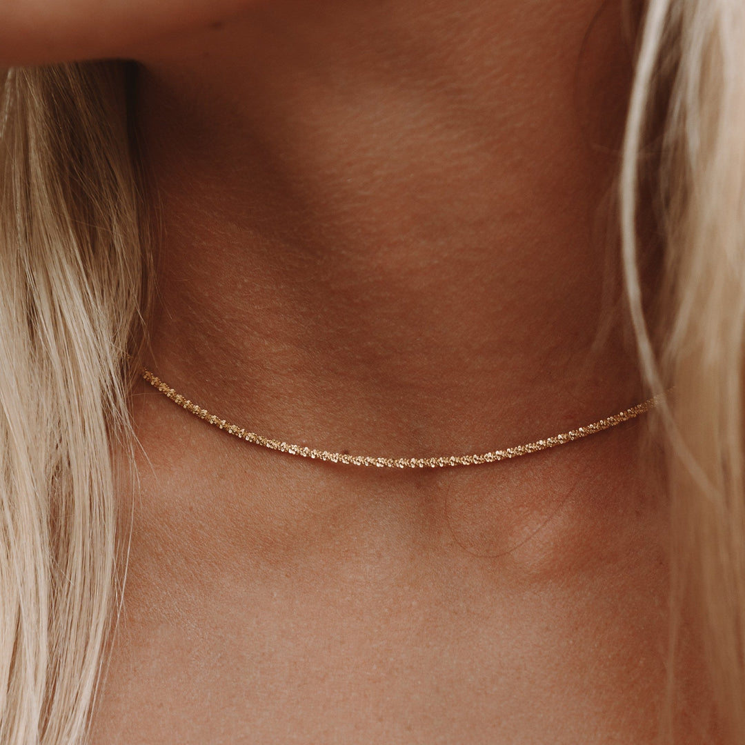 Women's timeless elegant gold & silver necklace, delicate design. Perfect gift.