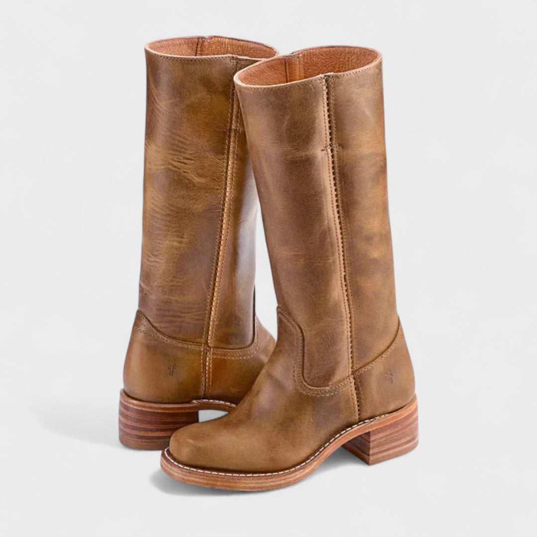 Classic black women's riding boots, knee-high with a block heel, perfect for equestrian activities and versatile fall fashion.