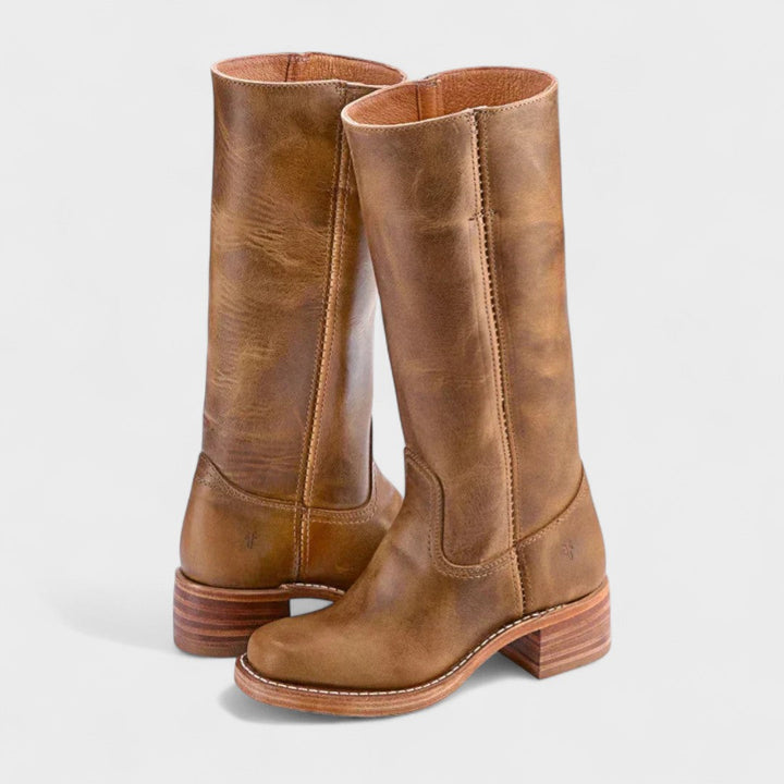 Classic black women's riding boots, knee-high with a block heel, perfect for equestrian activities and versatile fall fashion.