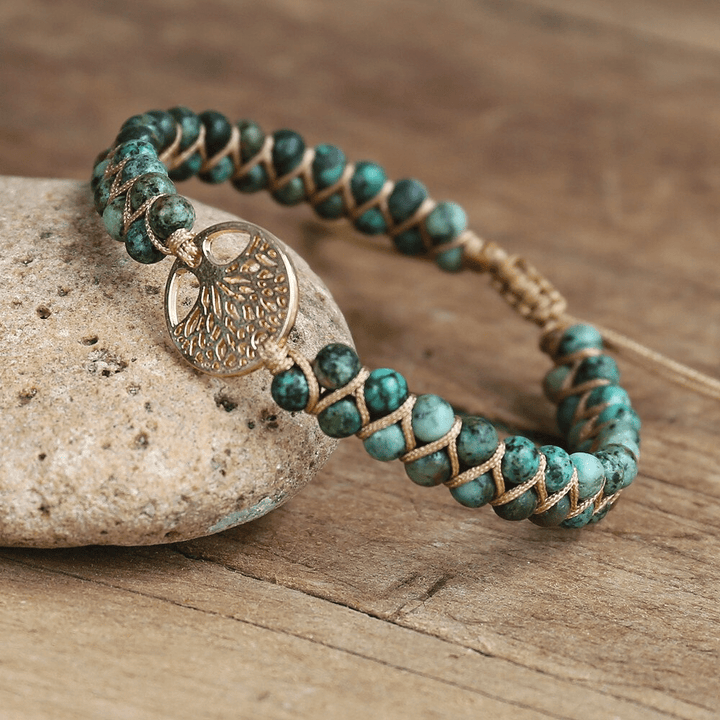 Women's Tree of Life African Jasper bracelet, Auralyn, spiritual boho jewelry gift