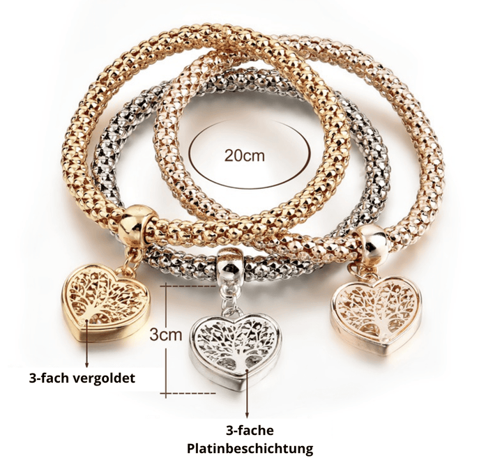 Versatile Tree of Life bracelet set, 3-piece, rose gold plated, ideal women's gift