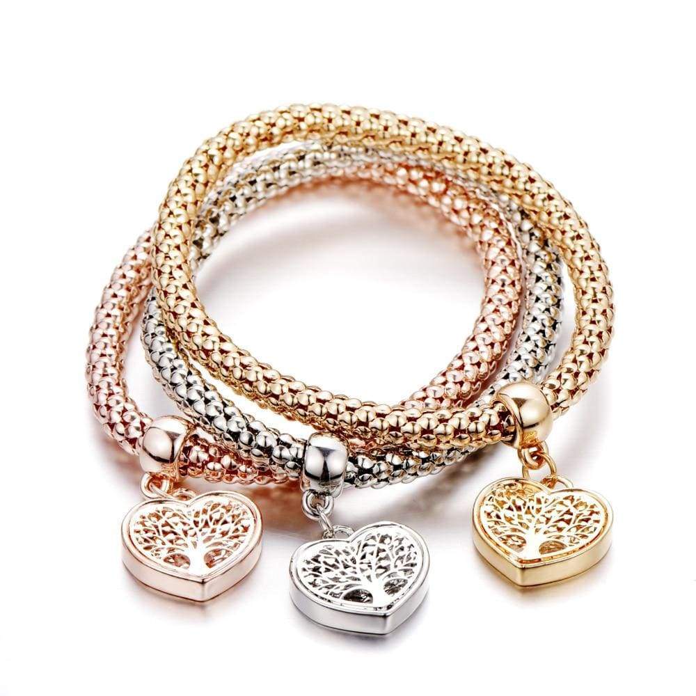 Fashionable Tree of Life jewelry set for women, 3-piece, gold plated accents