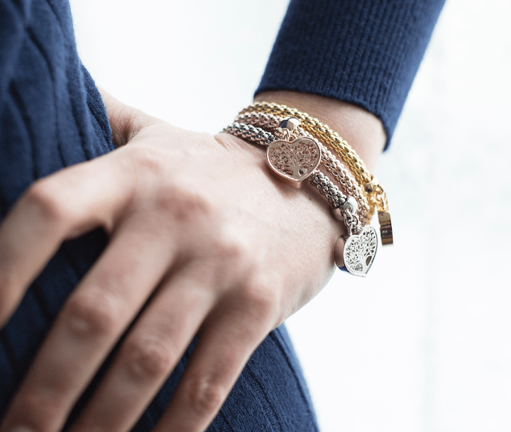 Spiritual Tree of Life bracelet set, 3-piece, silver plated, delicate feminine design