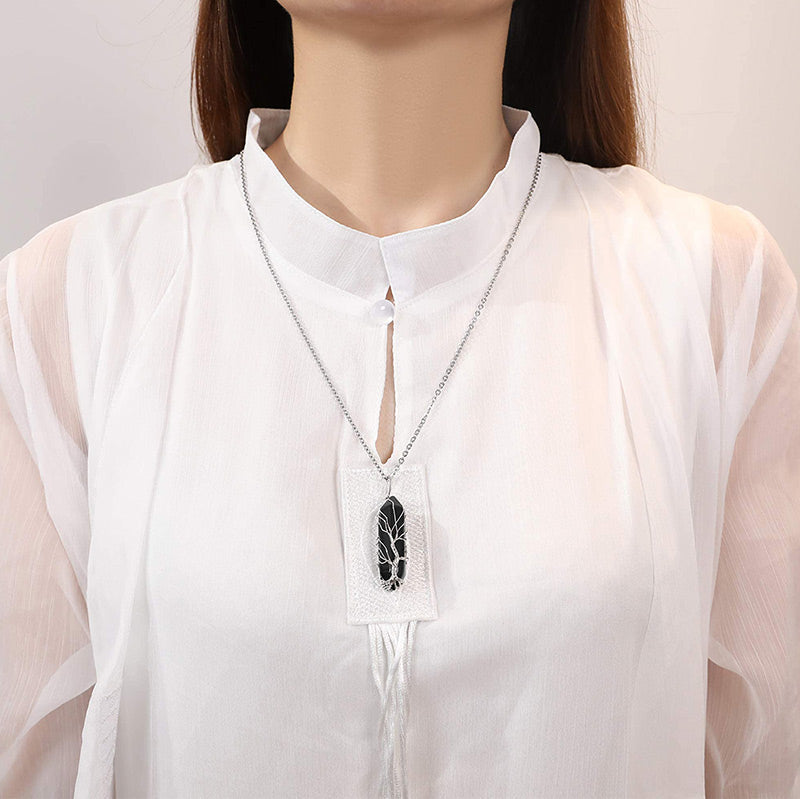 Meaningful Tree of Life necklace, healing crystal and gemstone for her journey.