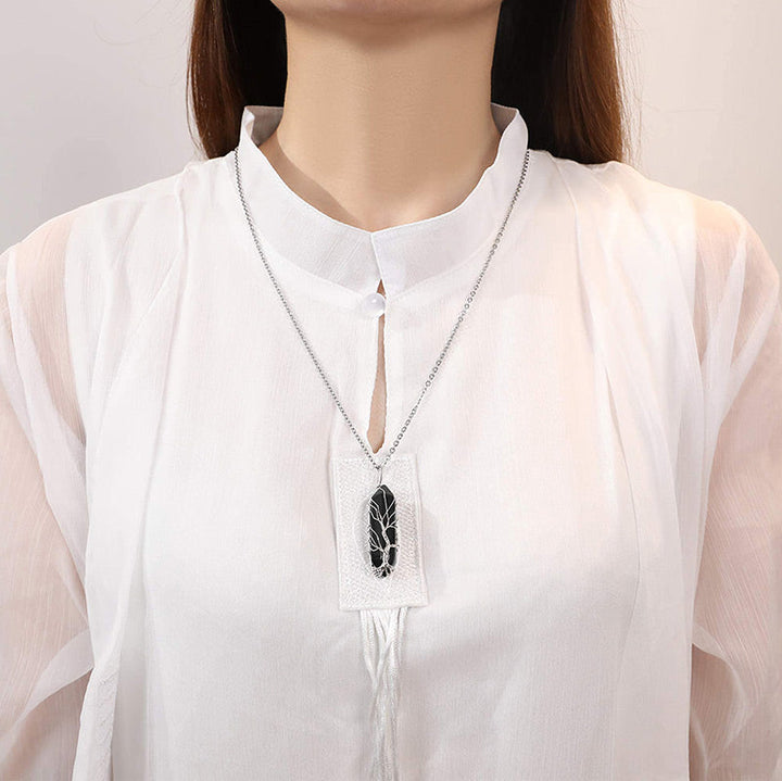 Meaningful Tree of Life necklace, healing crystal and gemstone for her journey.