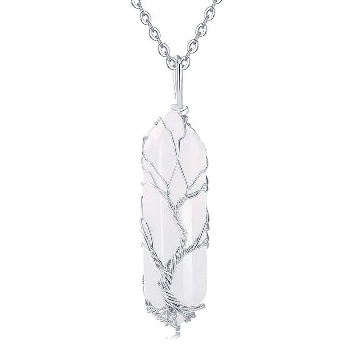 Women's crystal necklace, Tree of Life, natural gemstone, spiritual gift idea.