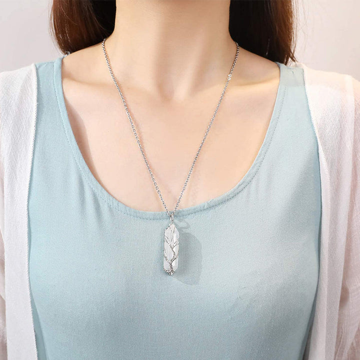 Meaningful Tree of Life spiritual necklace, crystal gemstone, for women's well-being.