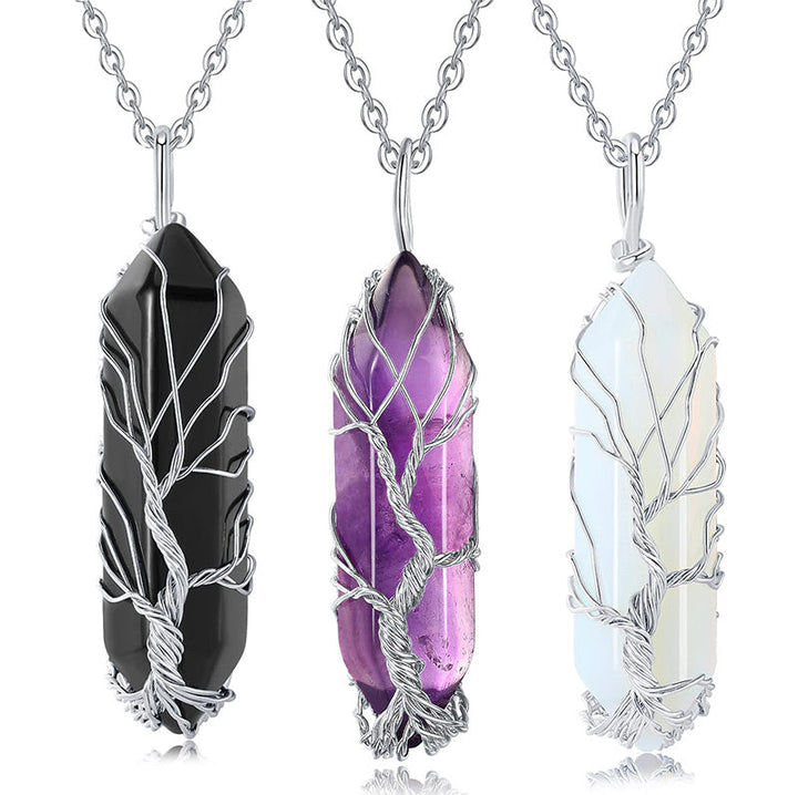 Beautiful Tree of Life pendant, crystal and gemstone, women's spiritual jewelry.