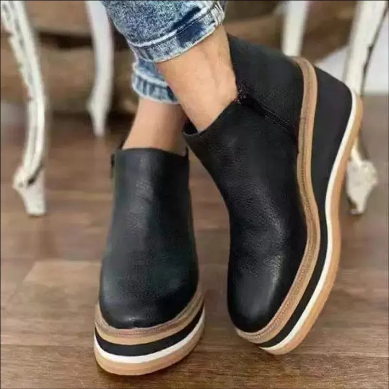 Versatile women's trendy ankle boots, equipped with a platform sole & stylish zipper.