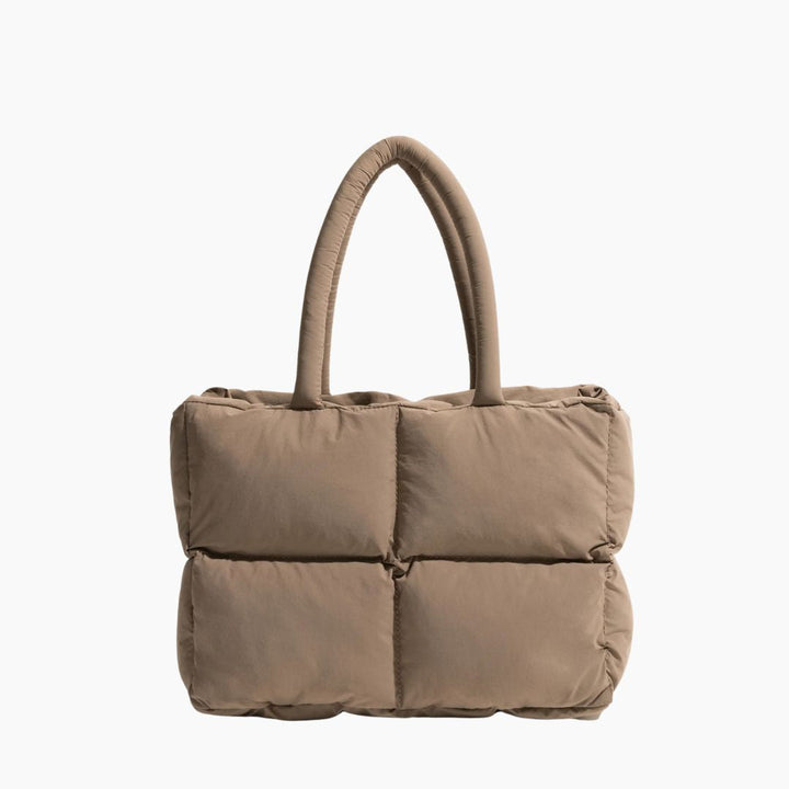 Women's trendy black puffer shoulder bag, spacious & stylish polyester nylon for daily use.
