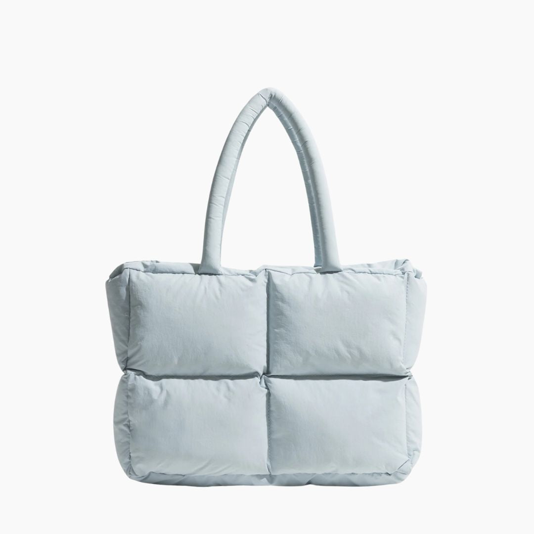 Women's casual chic puffer shoulder bag, roomy for daily carry, stylish polyester construction.