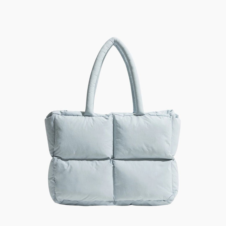 Women's casual chic puffer shoulder bag, roomy for daily carry, stylish polyester construction.