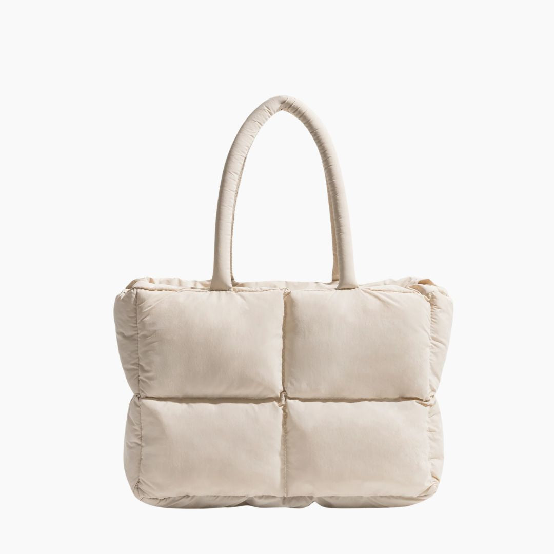 Women's fashionable polyester nylon puffer shoulder bag, spacious & stylish for daily use.