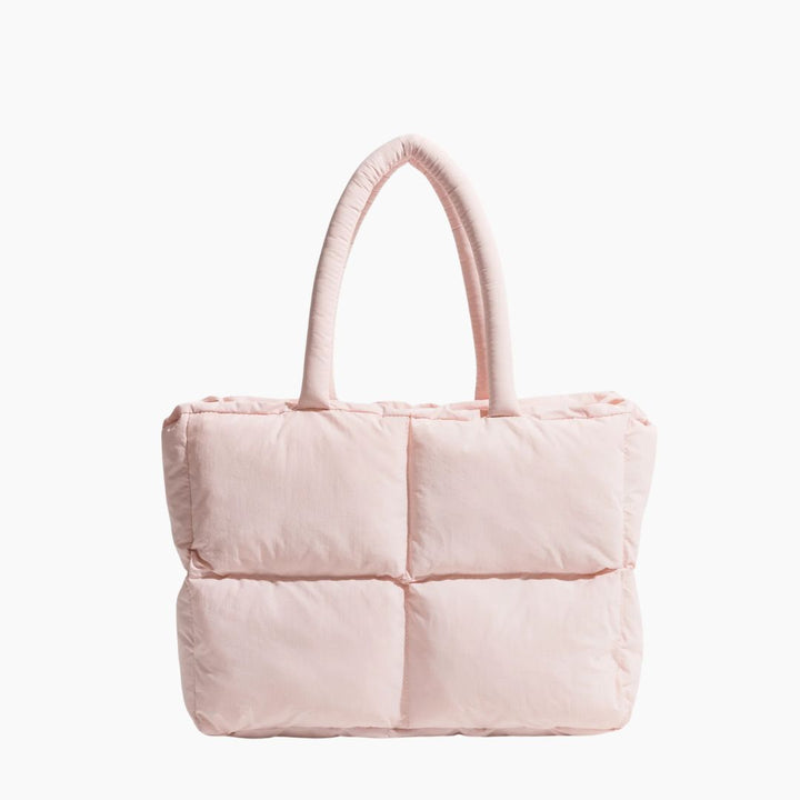 Elegant black puffer shoulder bag for women, a spacious and trendy accessory for daily essentials.
