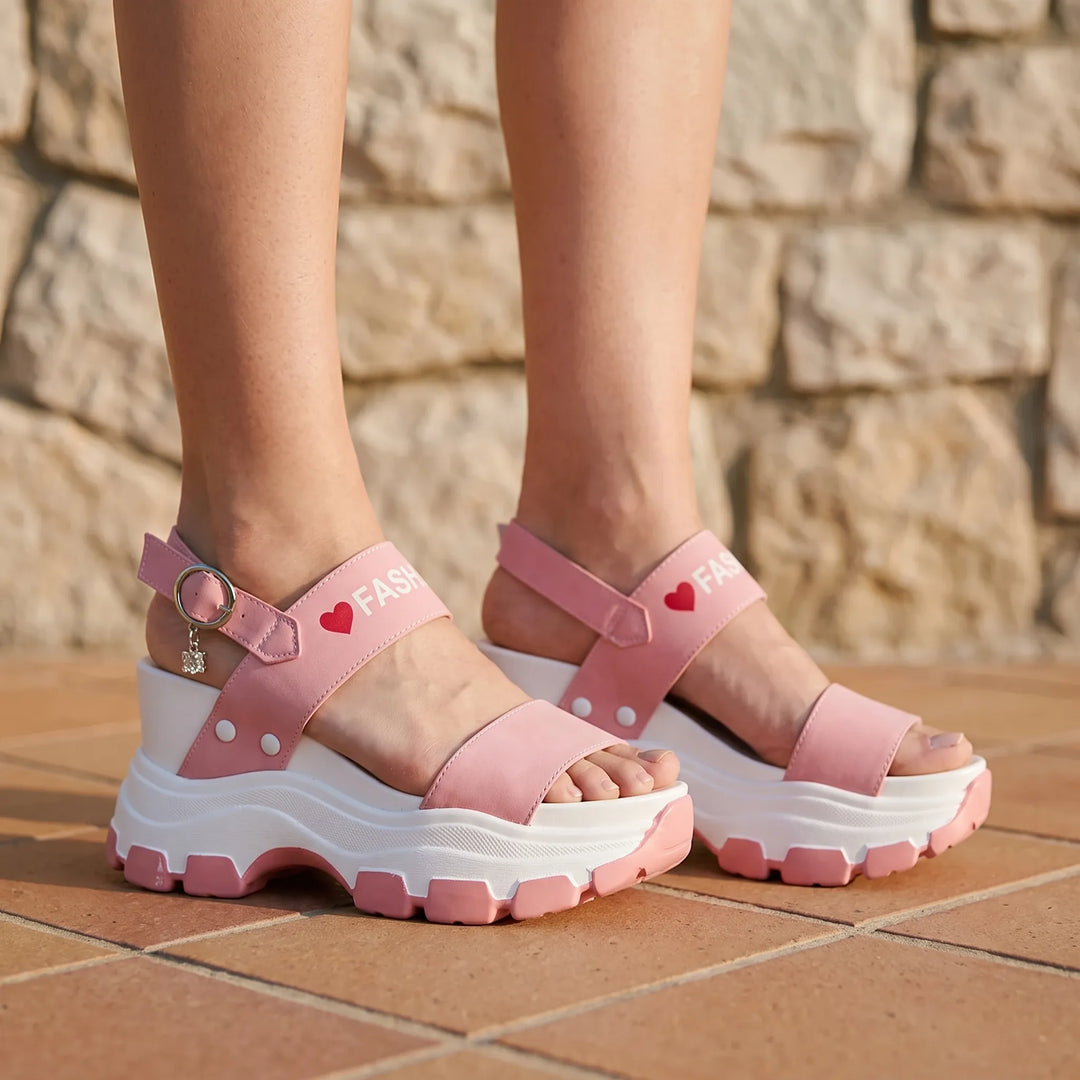Women's trendy chunky platform sandals with ankle strap & open toe for elevated style.