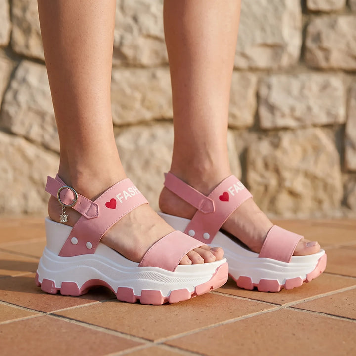 Women's trendy chunky platform sandals with ankle strap & open toe for elevated style.