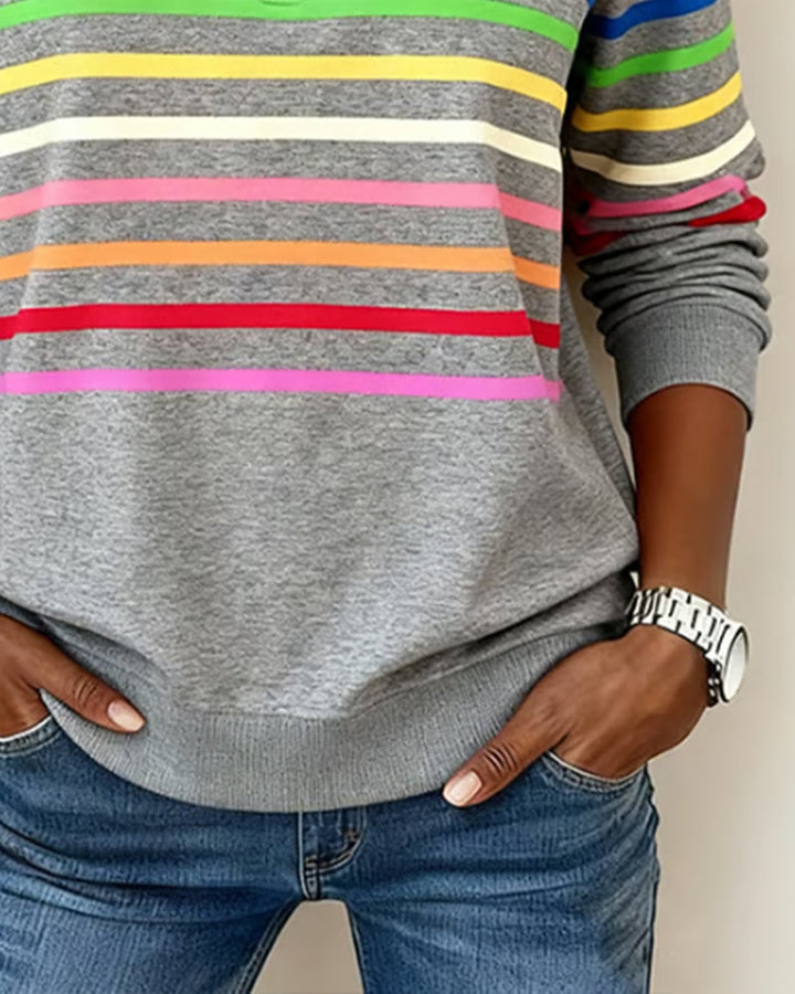 Comfort-fit women's colorful zipper top, ideal for casual wear and trendy spring styles.