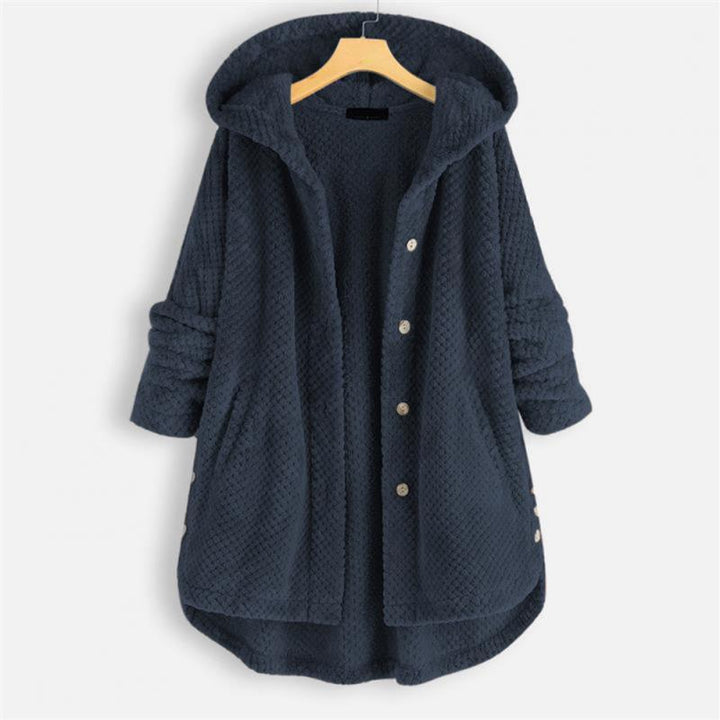 Versatile women's hooded jacket. Trendy cut fleece, perfect for casual layering in fall & spring fashion.