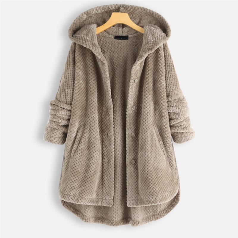 Lightweight women's spring jacket. Reversible hooded fleece with a stylish cut for casual fashion.