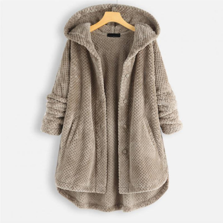 Lightweight women's spring jacket. Reversible hooded fleece with a stylish cut for casual fashion.