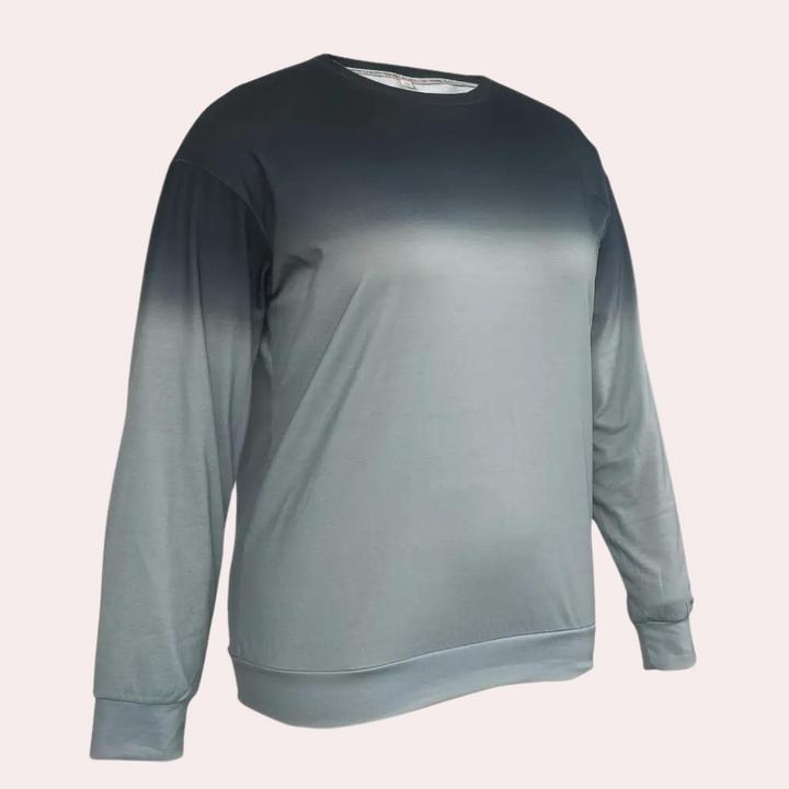 Stylish women's gradient sweatshirt, a fashion-forward long sleeve top for trendy casual looks.