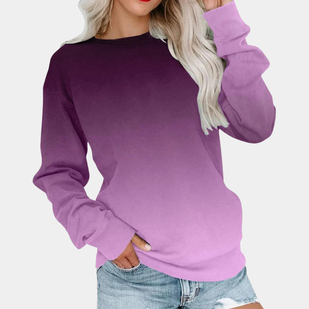 Women's comfy gradient sweatshirt with long sleeves, a versatile and trendy top for everyday fashion.