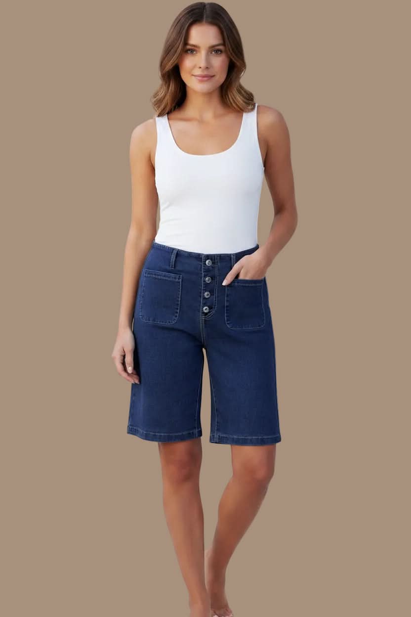 Versatile high waist Bermuda shorts for women, a chic choice for casual daily summer outfits.