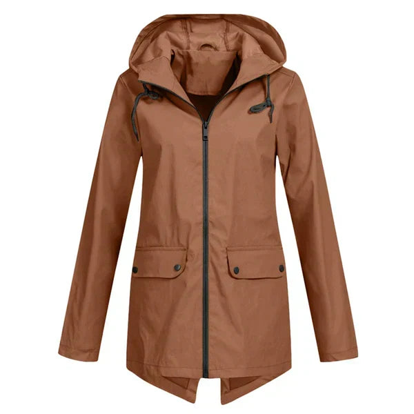Women's weatherproof hooded jacket, fashion-forward for spring & autumn.