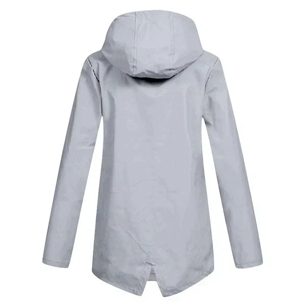 Fashionable women's rain jacket, weatherproof & trendy with a comfortable hood.