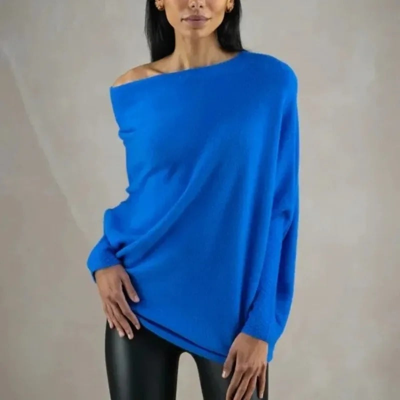 Refined women's off-shoulder sweater, an elegant and comfortable long-sleeve top.