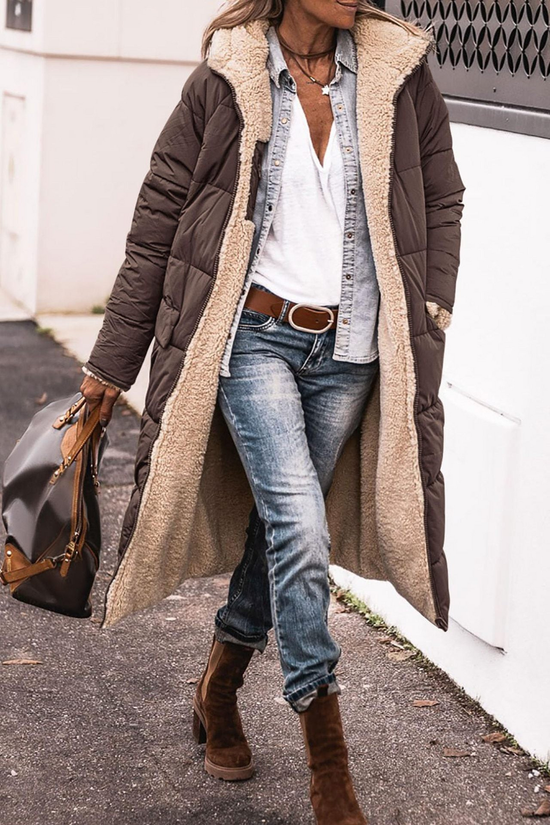 Women's trendy Sofia double-sided winter coat, warm & versatile outerwear.