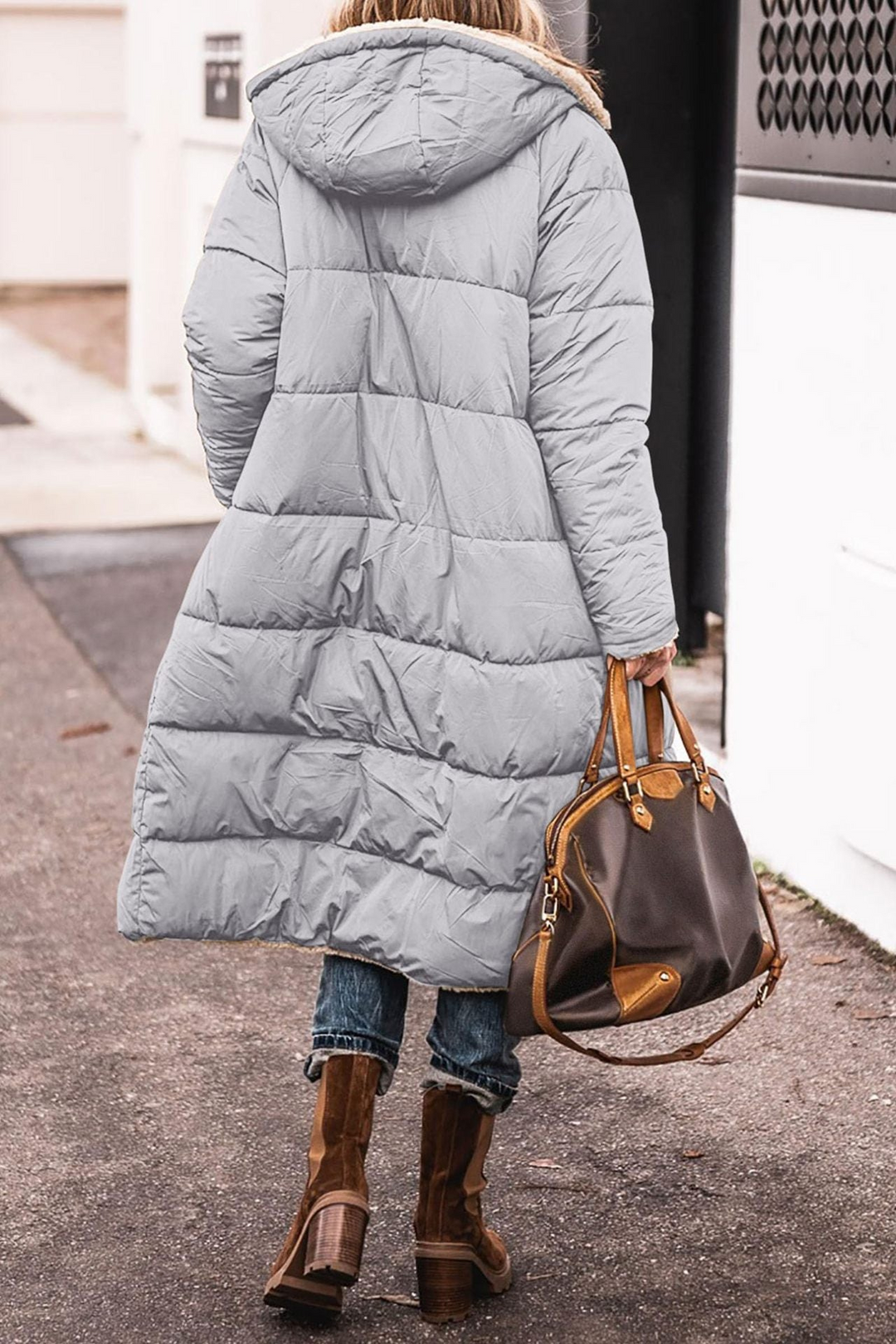 Elegant women's Sofia reversible winter coat, warm and stylish for cold weather.