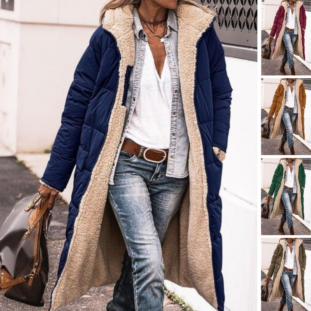 Versatile Sofia double-sided winter coat, women's trendy long outerwear, cozy & chic.