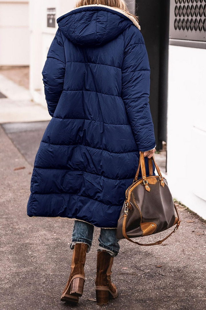 Trendy Sofia double-sided long winter coat for women, versatile and comfortable.