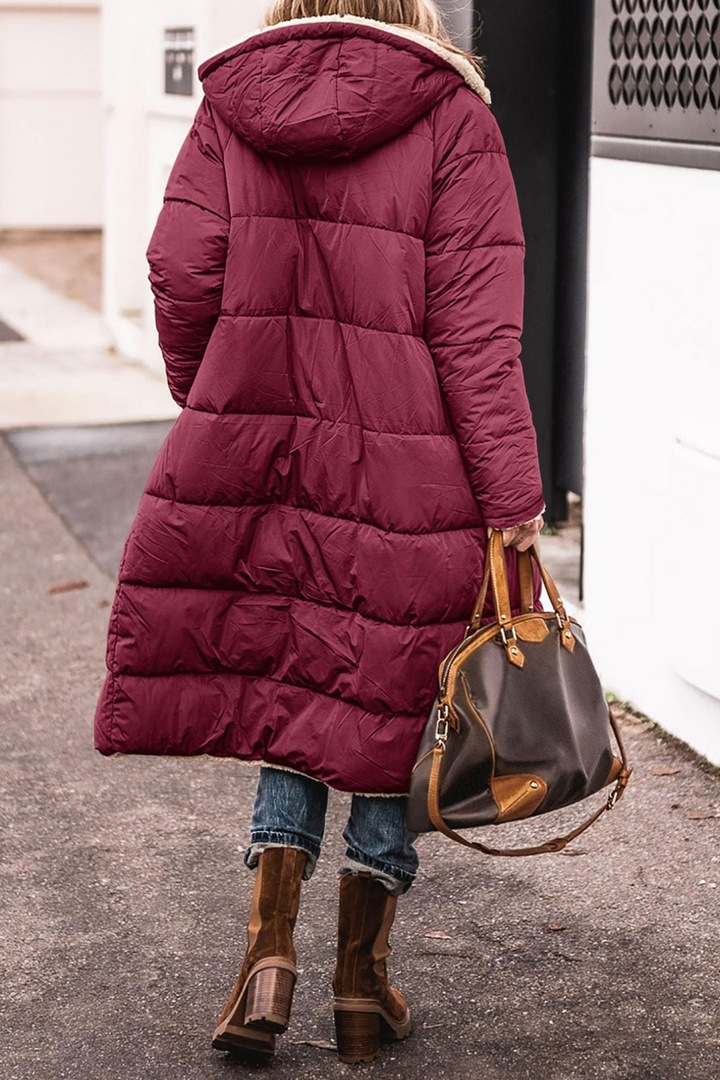 Warm & elegant women's Sofia winter coat, reversible design, ideal outerwear.