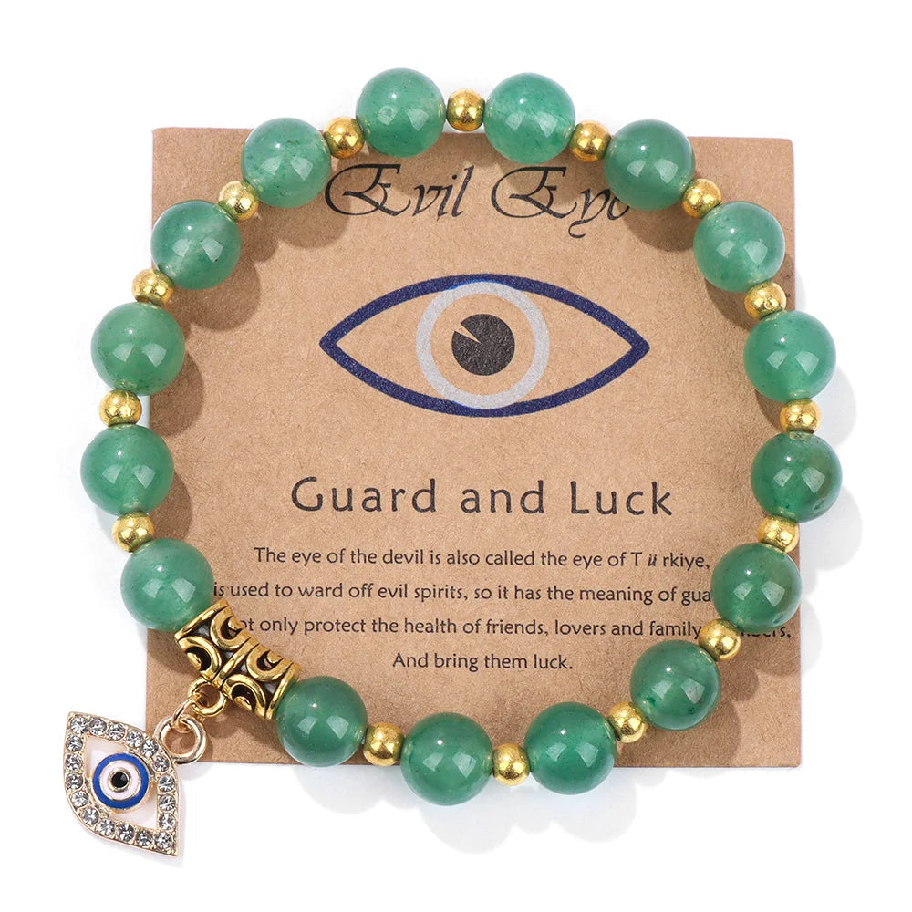 Stylish Women's Turkish Evil Eye bracelet with black lava stone protection beads. Spiritual talisman jewelry gift.