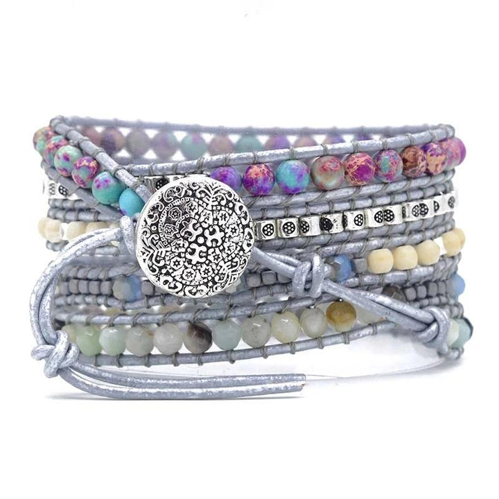 Authentic turquoise stone wrap bracelet for women, handmade spiritual accessory