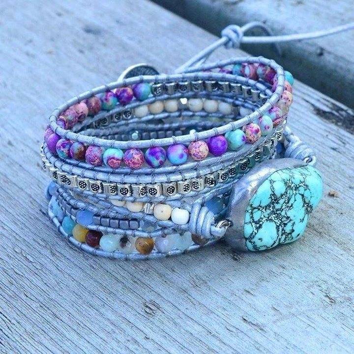 Elegant women's turquoise wrap bracelet Selina, protection and style