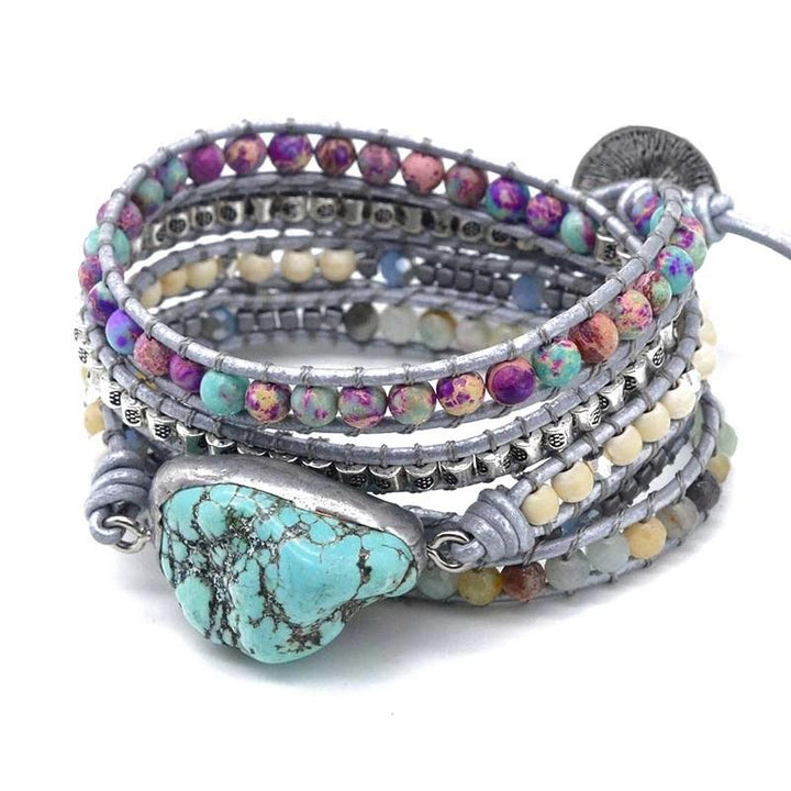 Selina women's turquoise healing and protection wrap bracelet, stackable style