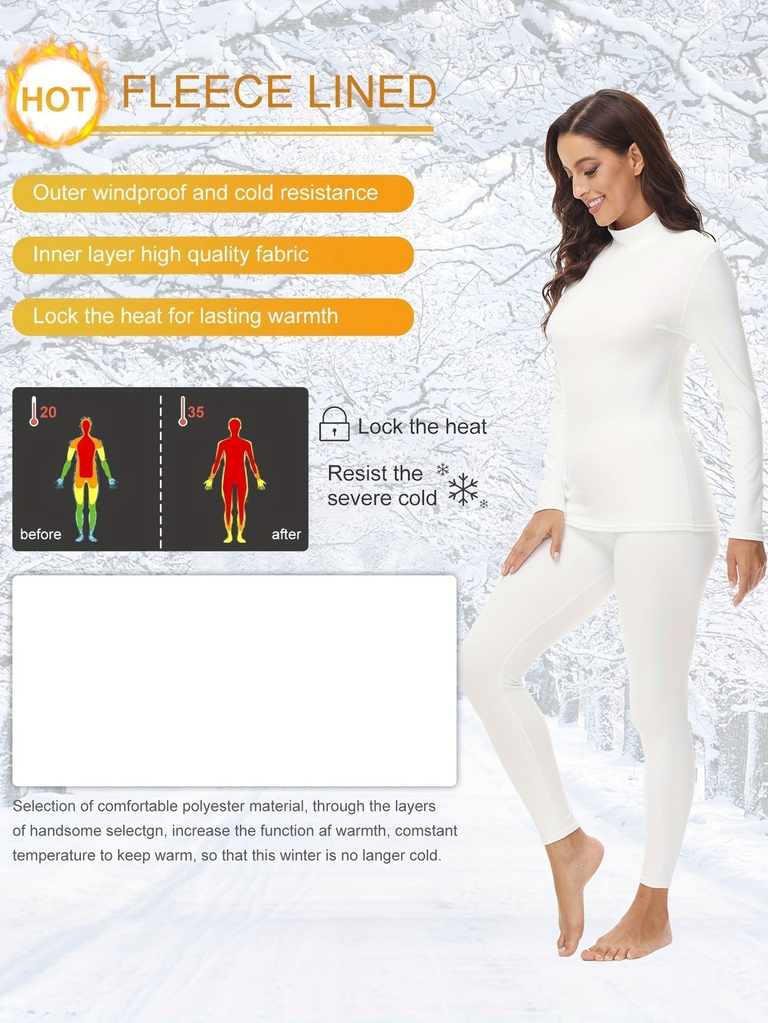 Ultimate comfort with this women's thermal set. Long sleeve top & leggings, perfect cozy winter loungewear.