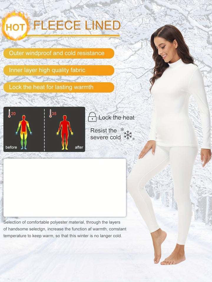 Ultimate comfort with this women's thermal set. Long sleeve top & leggings, perfect cozy winter loungewear.