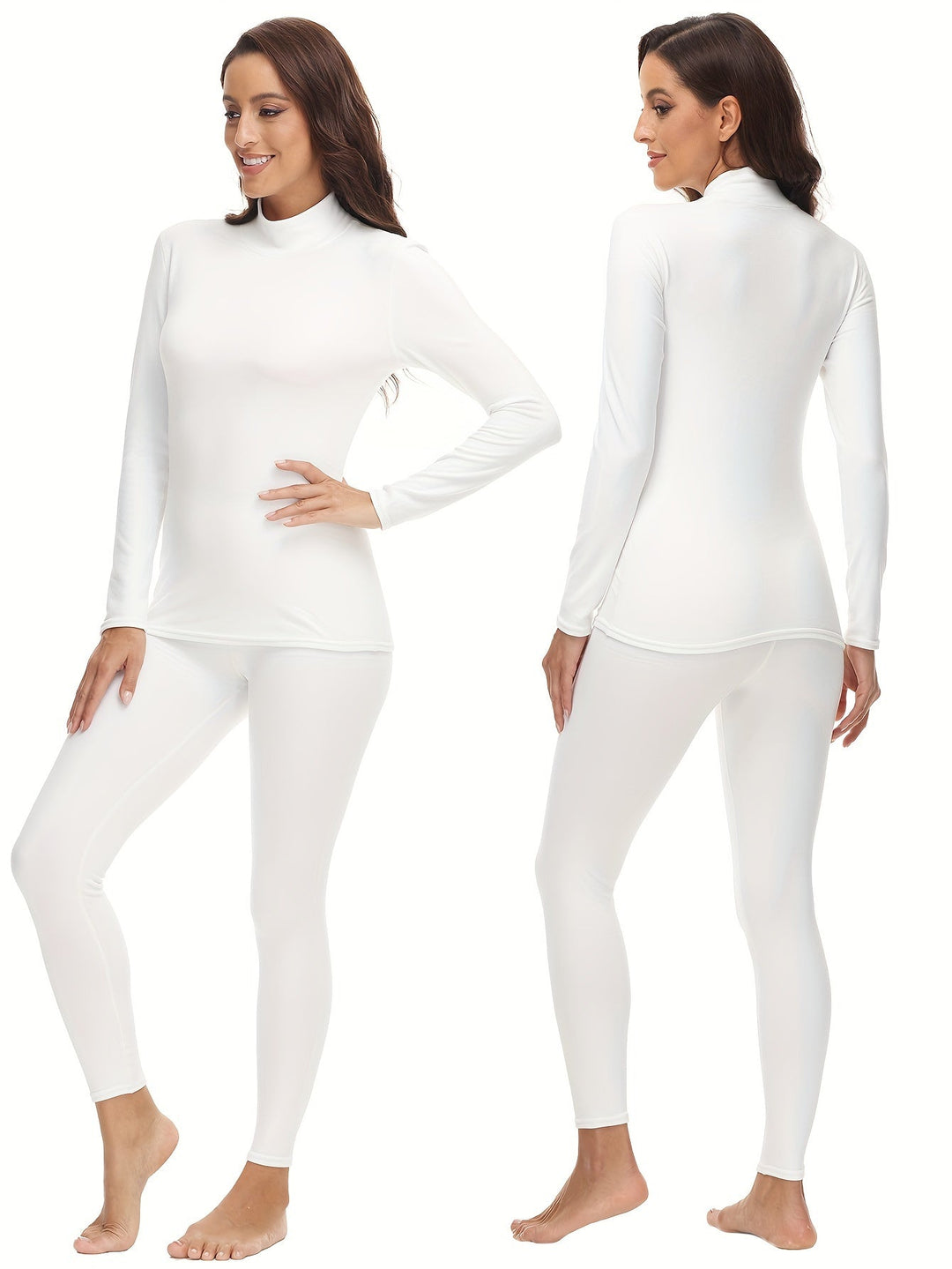 Cozy women's thermal set, perfect for winter activewear or comfortable loungewear. Stay warm.