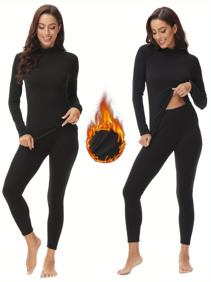 Stylish women's two-piece thermal set. Winter base layer or casual loungewear for warmth & comfort.