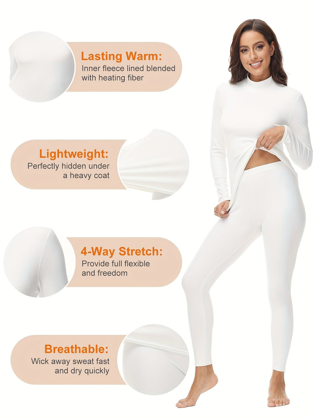 Stay warm with this women's two-piece thermal set. Long sleeve top & thermal leggings for winter.