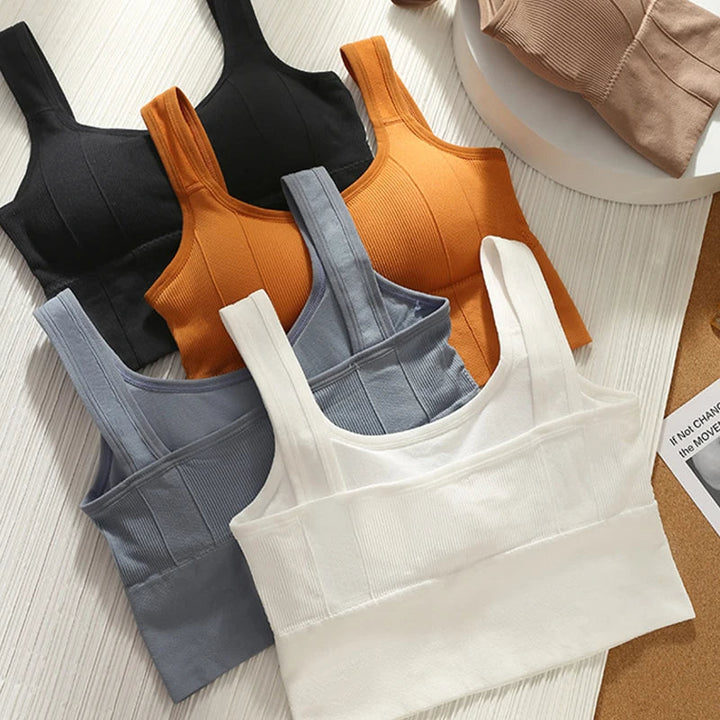 Women's Ultimate Support Seamless Sports Bra, ribbed activewear for high-impact workouts.